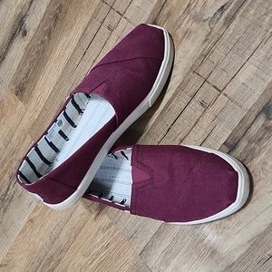 Womens TOMS Shoes Alpargata Cupsole Slip On Burgundy & Cream - Size 9